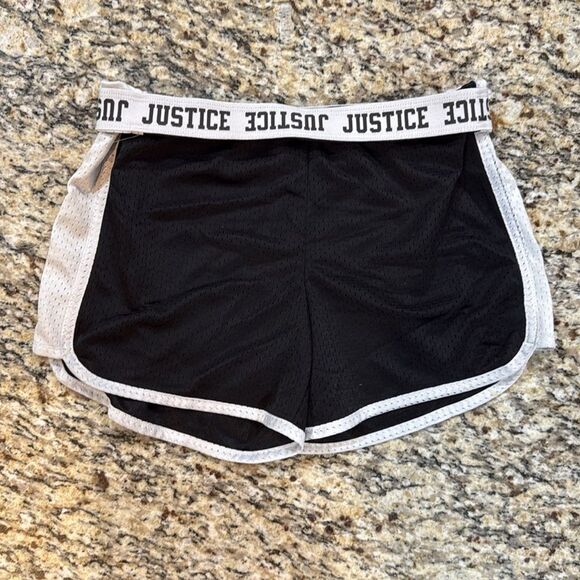 Justice Black and Gray Kids Athletic mesh fold over Shorts - Picture 2 of 4